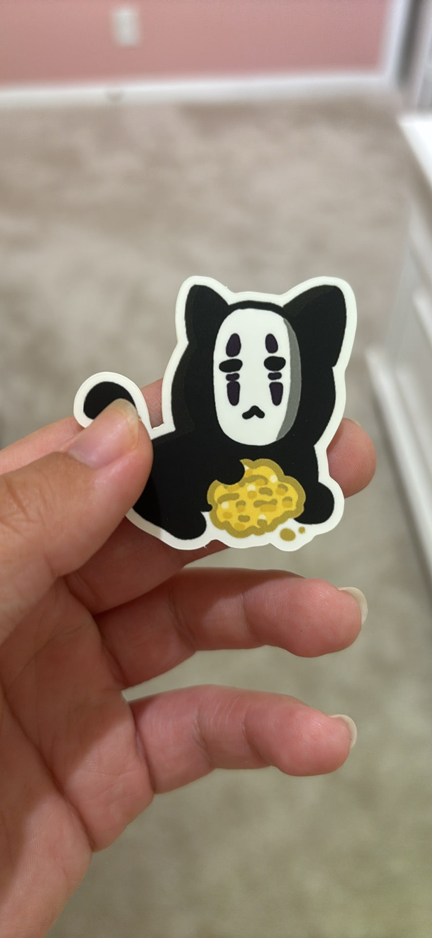 No-face Cat Vinyl Sticker - Cute Studio Ghibli Art