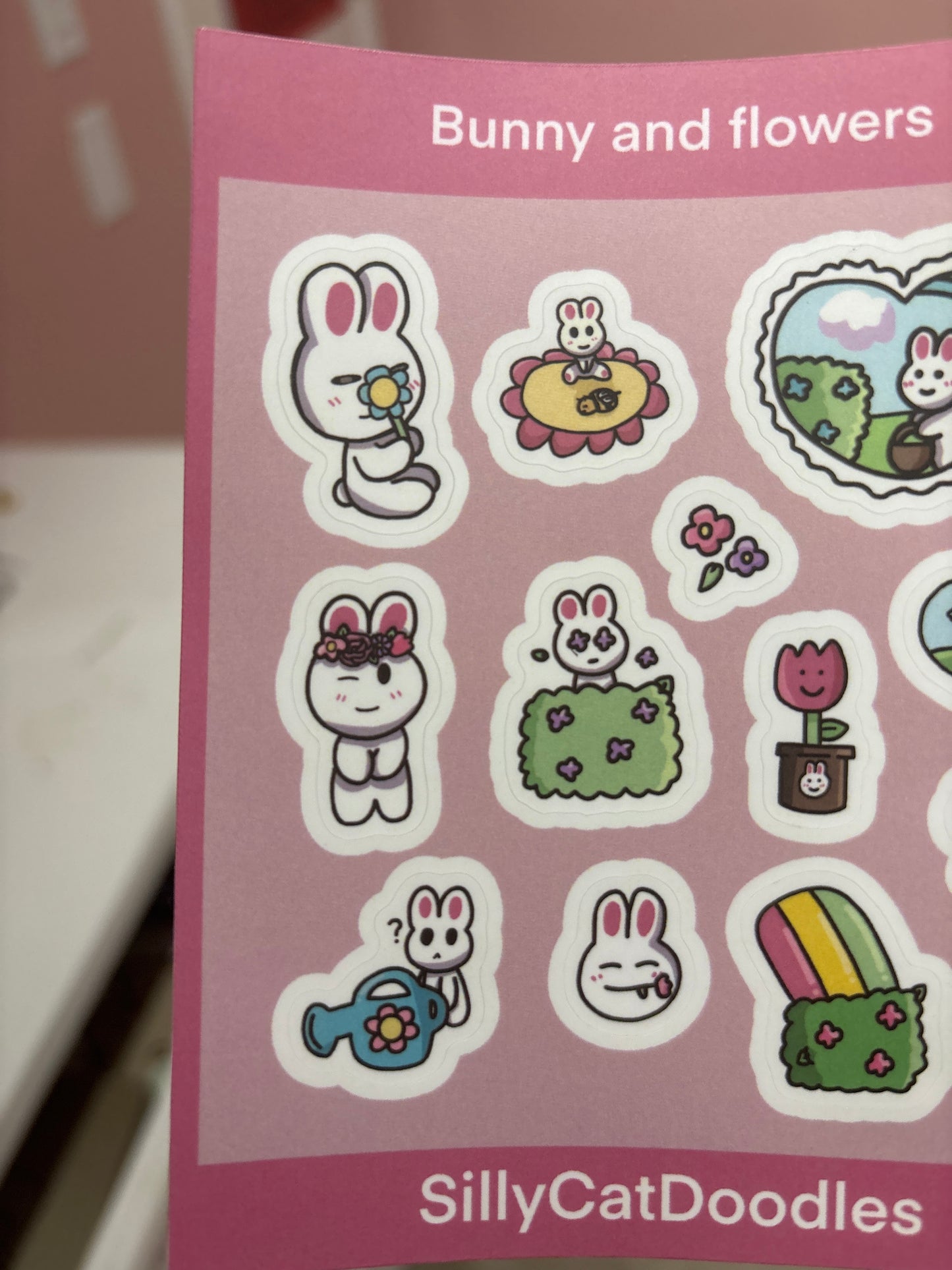 Bunny and Flowers Sticker Sheet - Cute Cottagecore Stickers