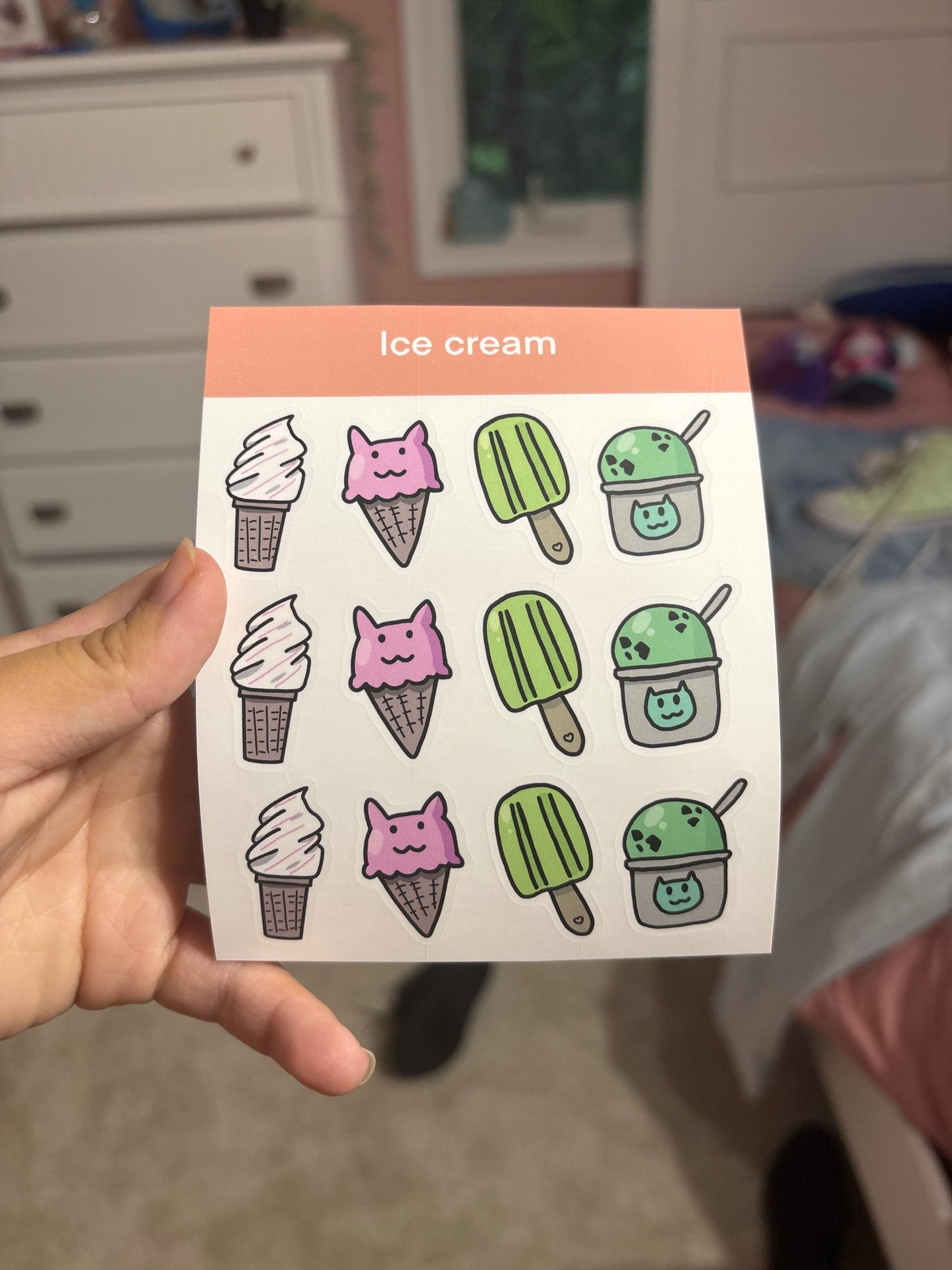 Cute ice cream sticker sheet for scrapbooking 