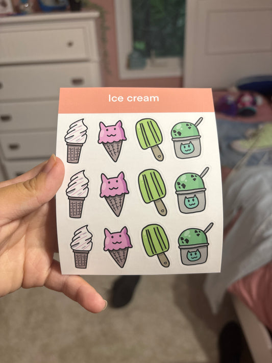 Cute ice cream sticker sheet for scrapbooking 