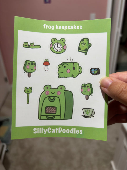 Cute frogcore sticker sheet for scrapbooking