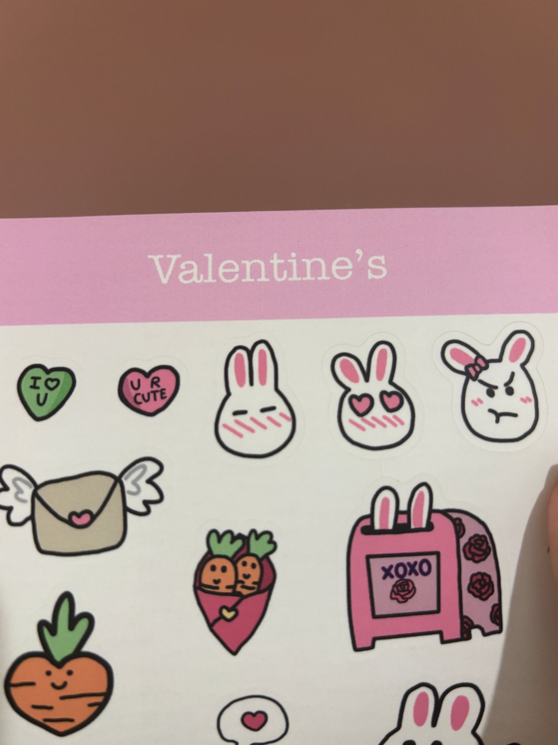 Sticker sheet inspired by Valentine’s Day and bunnies