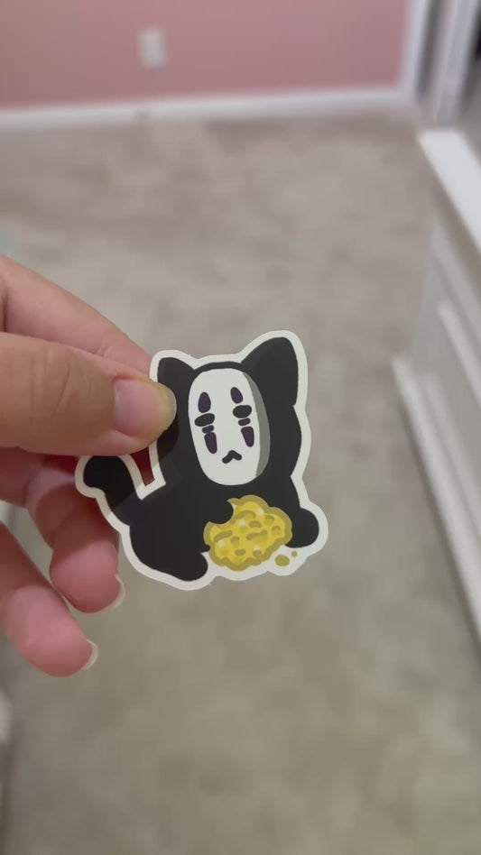 No-face Cat Vinyl Sticker - Cute Studio Ghibli Art
